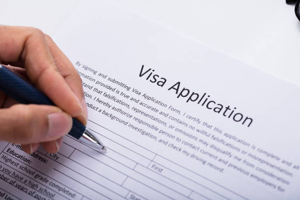 istock Person Filling Visa Application Form 917885138