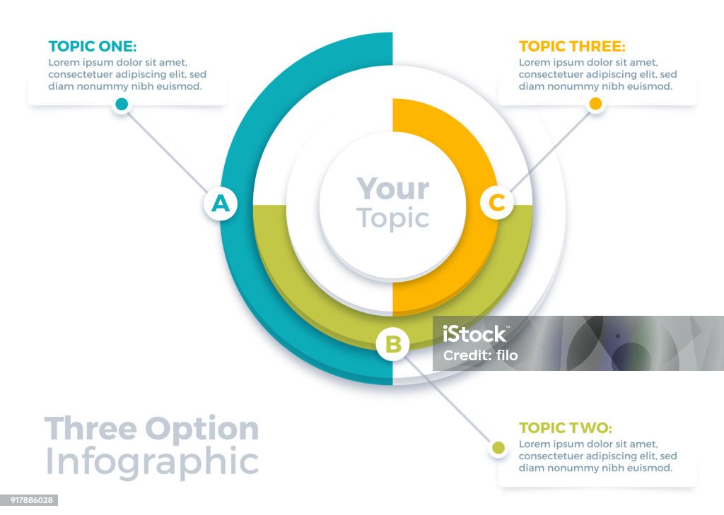 Three Options Infographic Pie Chart Three ideas pie chart infographic concept. Infographic stock vector