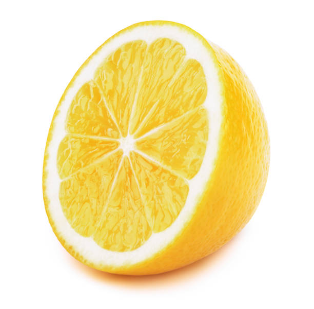 istock Half of lemon fruit slice isolated on white 917888534