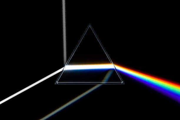 虹の光のプリズムです。可視スペクトルと光学ガラス ピラミッド波光線ベクトル図では、3 d レンダリング - colors spectrum color image lighting equipment ストックフォトと画像