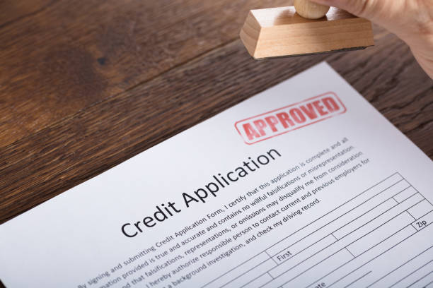 istock Person Holding Stamp On Credit Application Form 917891912