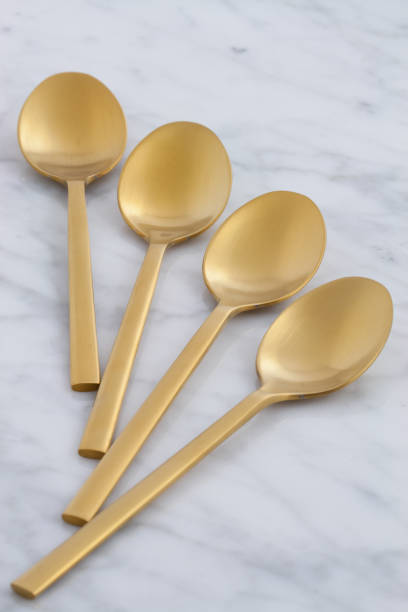 beautiful spoon set stock photo