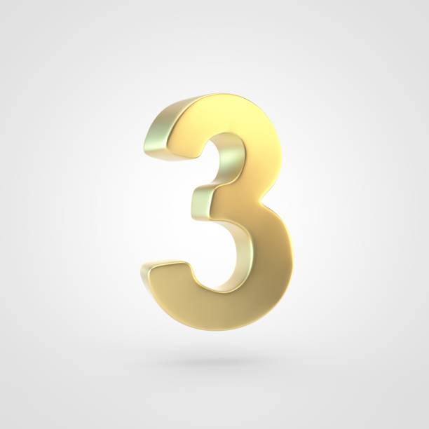 istock 3D rendered golden number 3 isolated on white background. 917892246