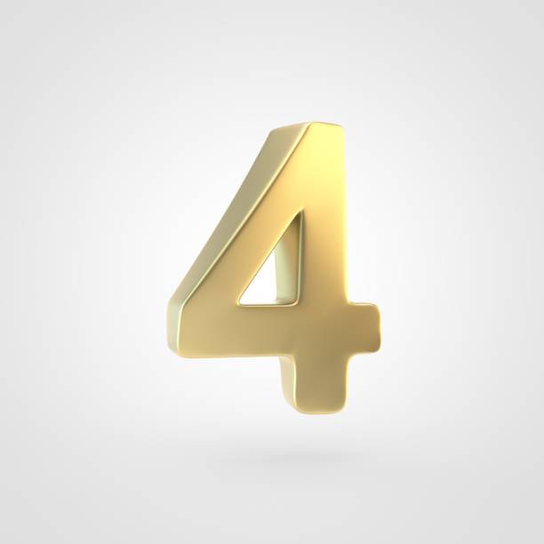 istock 3D rendered golden number 4 isolated on white background. 917892280