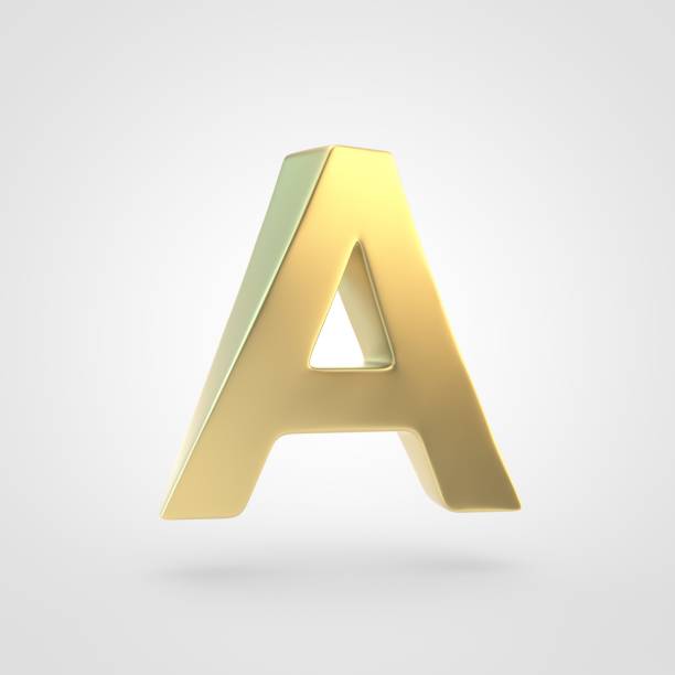 istock 3D rendered golden letter A uppercase isolated on white background. 917892446