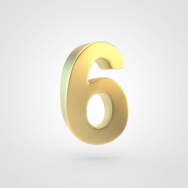 istock 3D rendered golden number 6 isolated on white background. 917892456
