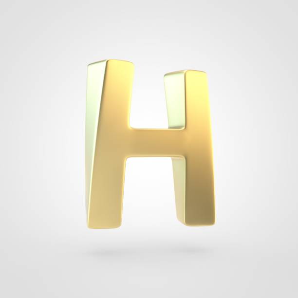 istock 3D rendered golden letter H uppercase isolated on white background. 917892930