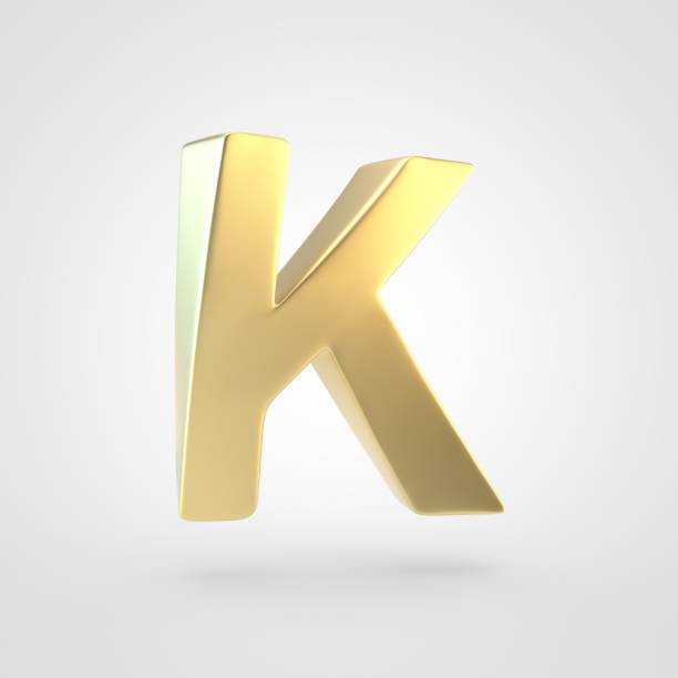 istock 3D rendered golden letter K uppercase isolated on white background. 917893266