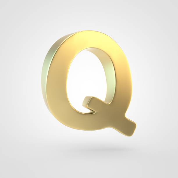 istock 3D rendered golden letter Q uppercase isolated on white background. 917895784