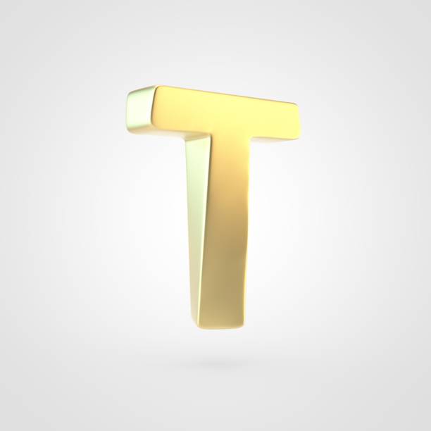 istock 3D rendered golden letter T uppercase isolated on white background. 917896024