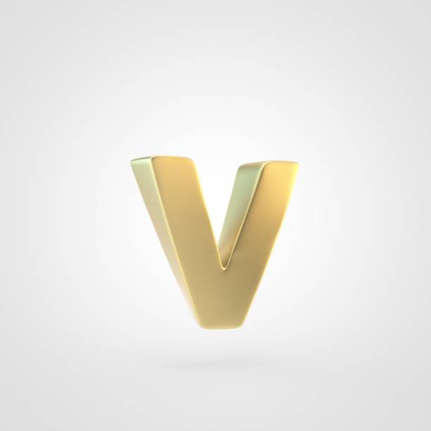 istock 3D rendered golden letter V lowercase isolated on white background. 917896238