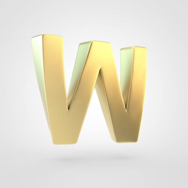 istock 3D rendered golden letter W uppercase isolated on white background. 917896250