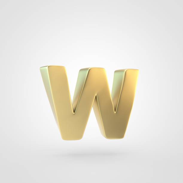 istock 3D rendered golden letter W lowercase isolated on white background. 917896274