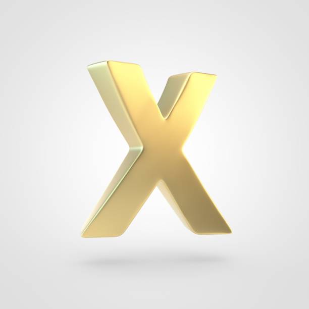 istock 3D rendered golden letter X uppercase isolated on white background. 917896284