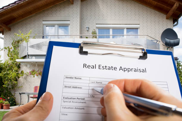 istock Person Hand Filling Real Estate Appraisal Document 917896540