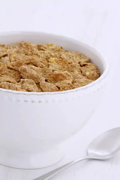 Delicious and nutritious lightly toasted whole wheat cereal on retro vintage styling