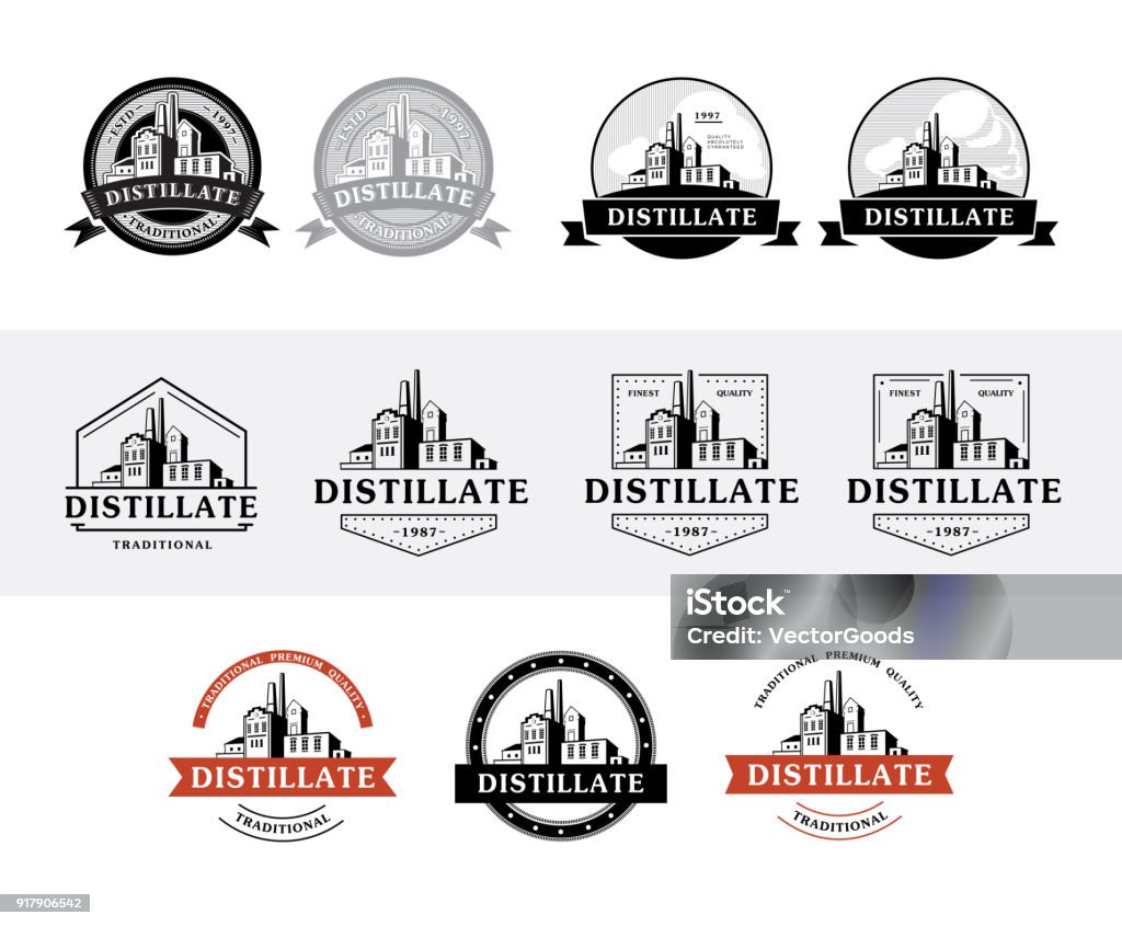 Set of distillery production icons Set of distillery production icons. Vector illustration. Logo stock vector