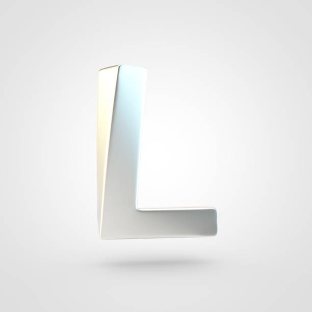 istock 3D rendered silver letter L uppercase isolated on white background. 917907892