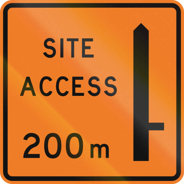 istock New Zealand road sign - Works site access 200 metres ahead on right 917907958
