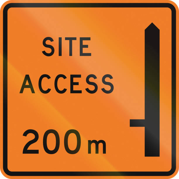 istock New Zealand road sign - Works site access 200 metres ahead on left 917908100