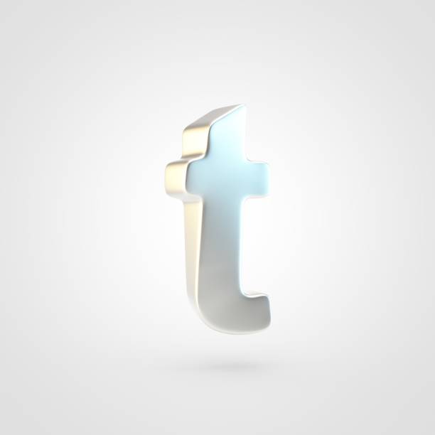 istock 3D rendered silver letter T lowercase isolated on white background. 917908240