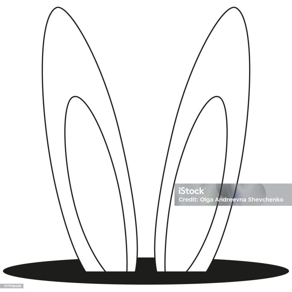 Line art black and white rabbit ears hole icon. Line art black and white rabbit ears hole icon poster. Coloring book page for adults and kids. Easter themed vector illustration for gift card, flyer, certificate or banner, icon, , patch, sticker Rabbit - Animal stock vector