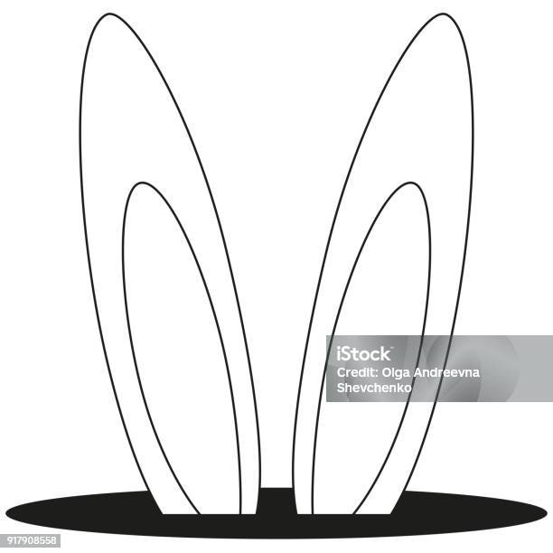 Line Art Black And White Rabbit Ears Hole Icon Stock Illustration - Download Image Now - Rabbit - Animal, Animal, Animal Body Part