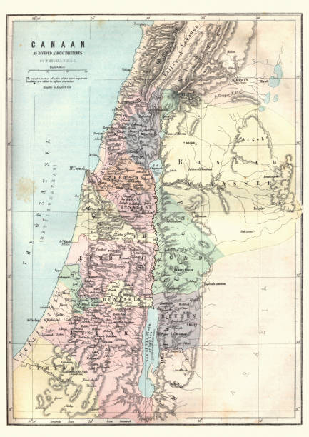 istock Map of Canaan as divided amoung the tribes 917911386