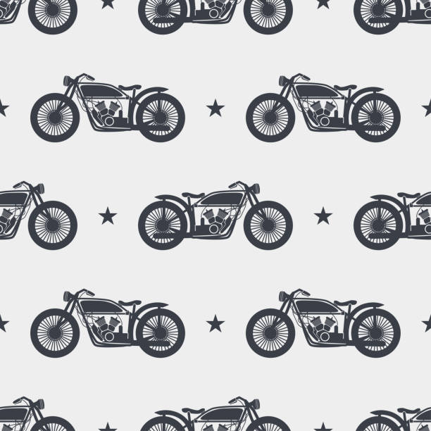 Seamless pattern motorcycle silhouette motorbike silhouette seamless pattern. bike transport seamless design. Vector illustration motorcycle patterns stock illustrations