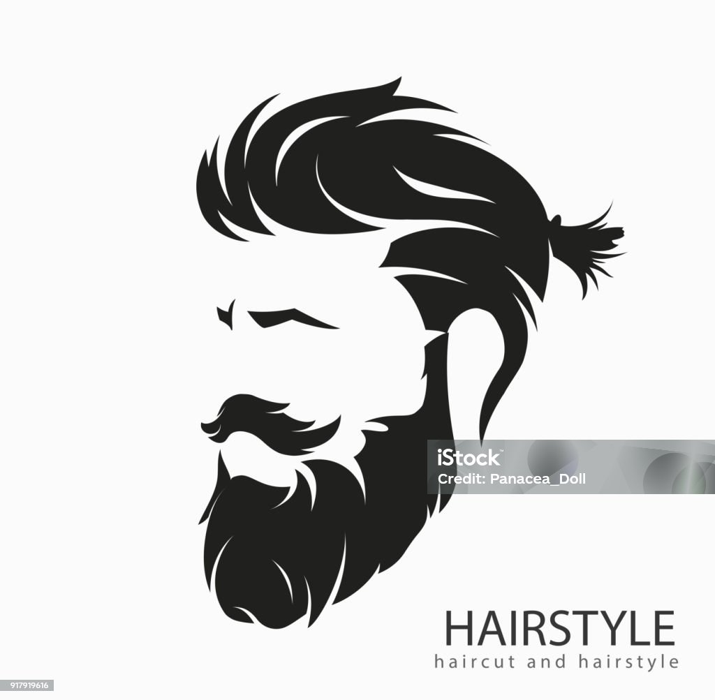 Mens Hairstyle And Hirecut With Beard Mustache Stock Illustration -  Download Image Now - Adult, Avatar, Barber - iStock