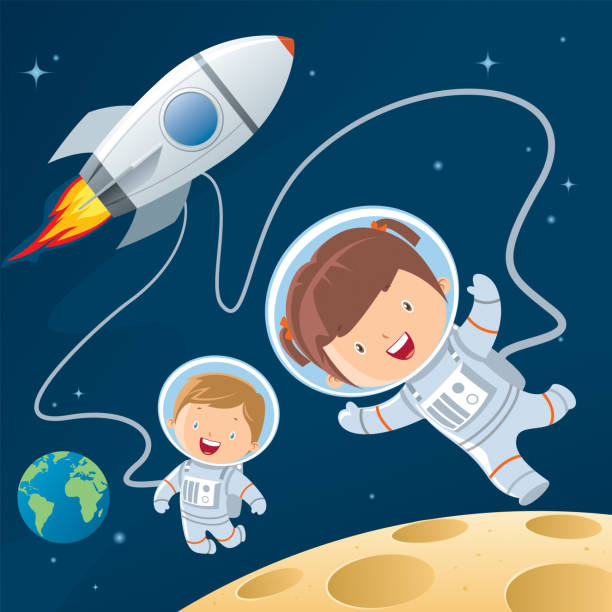 Rocket during a space travel. Vector Rocket during a space travel. astronaut backgrounds stock illustrations
