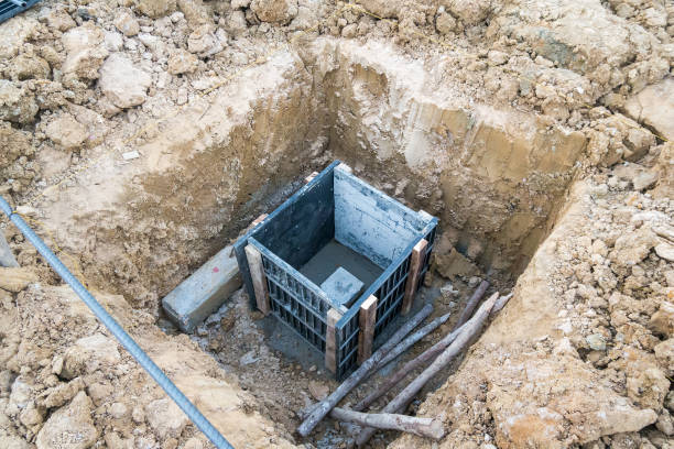 istock concrete pile in formwork frame for building house construction foundation 917936978