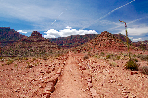 Grand Canyon National Park, AZ, USA - May 6, 2007: South Kaibob Trail in Grand Canyon with Dynamic Cloudscape on Beautiful Spring Day