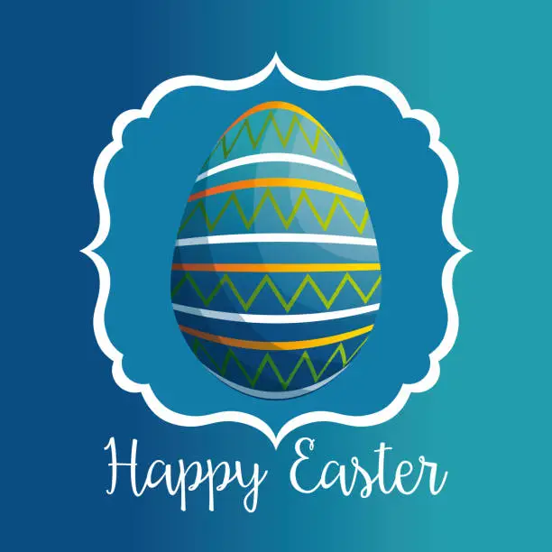 Vector illustration of eggs painted happy easter celebration