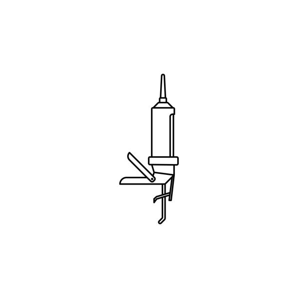 illustrazioni stock, clip art, cartoni animati e icone di tendenza di pistola per l'icona in silicone. elemento di strumenti di costruzione per concept mobile e app web. icona sottile per la progettazione e lo sviluppo di siti web, lo sviluppo di app. icona premium - silicon