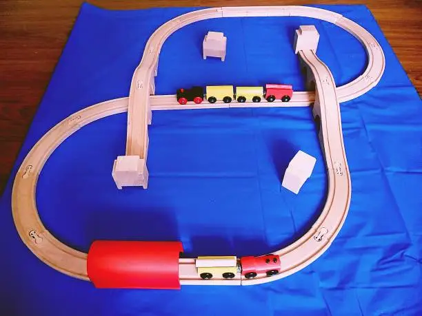 Wooden Toy Train and Rail for Kids