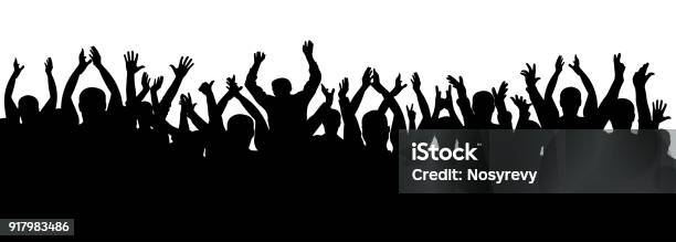 Applause Crowd Silhouette Cheerful People Concert Party Funny Cheering Isolated Vector Stock Illustration - Download Image Now