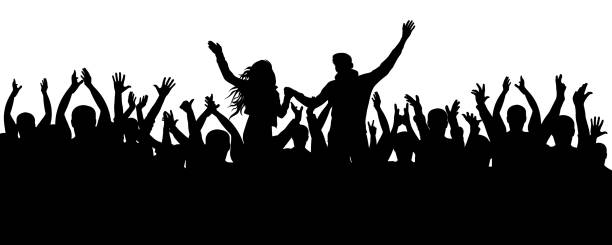 istock Concert, party. Applause crowd silhouette, cheerful people. Funny cheering, isolated vector 917983562