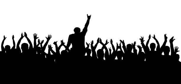 istock Concert, party. Applause crowd silhouette, cheerful people. Funny cheering. Isolated vector 917983594