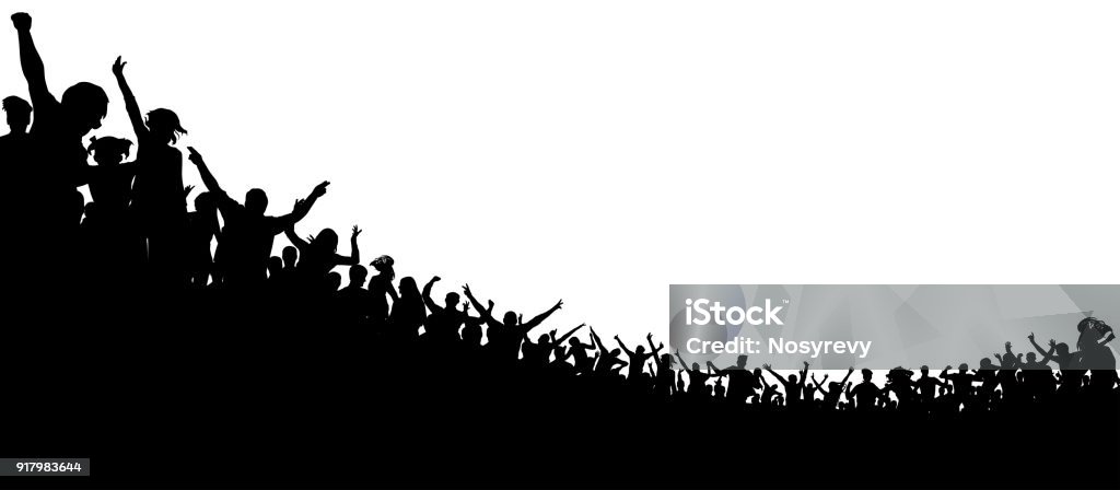 Crowd of people applauded. Sports fans. Fans at the concert. Applause audience. Сheerful clapping party Crowd of People stock vector