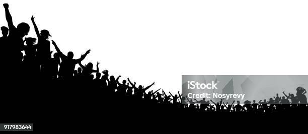 Crowd Of People Applauded Sports Fans Fans At The Concert Applause Audience Сheerful Clapping Party Stock Illustration - Download Image Now