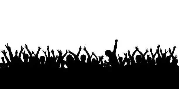 Vector illustration of Silhouette crowd cheering