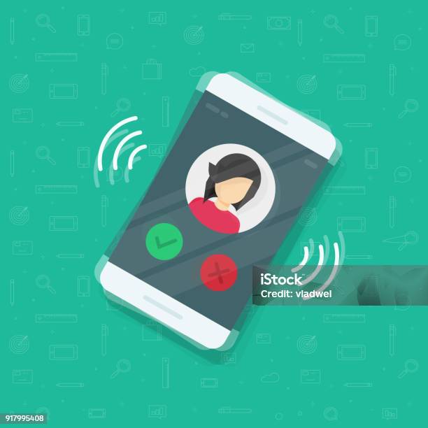 Iphone Ringing Display Cartoon Smartphone Or Mobile Phone Ringing Vector Illustration Flat Cartoon ...