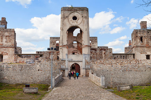 Ujazd, Poland - April 29, 2016: 17th century castle  Krzyztopor, italian style palazzo in fortezza, ruins. It was built by a Polish nobleman and Voivode of Sandomierz, Krzysztof Ossolinski