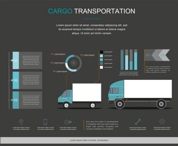 illustrazioni stock, clip art, cartoni animati e icone di tendenza di infografica cargo logistics business con trasporto - truck key