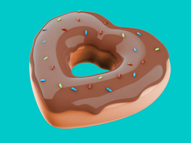 istock Illustration of pastel color 3d icing render donut with heart shape.Image for valentine's day greeting cards, partyposters, 918003654