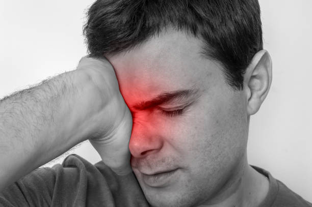 istock Man with eyes pain is holding his aching eye 918004042