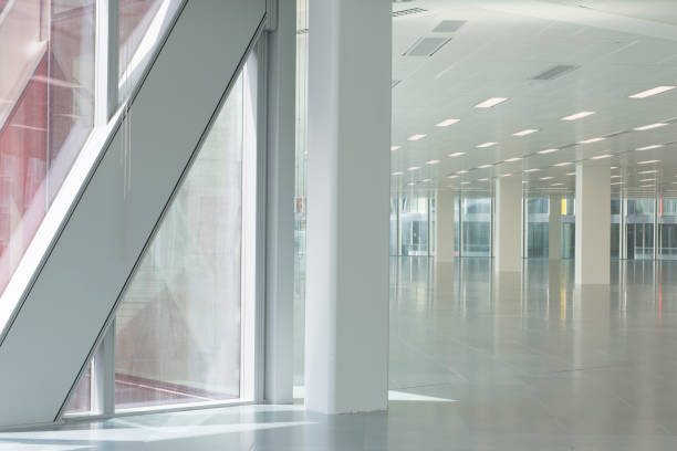 istock Building Steel Frame with Empty Office Interior in the Background 918006842