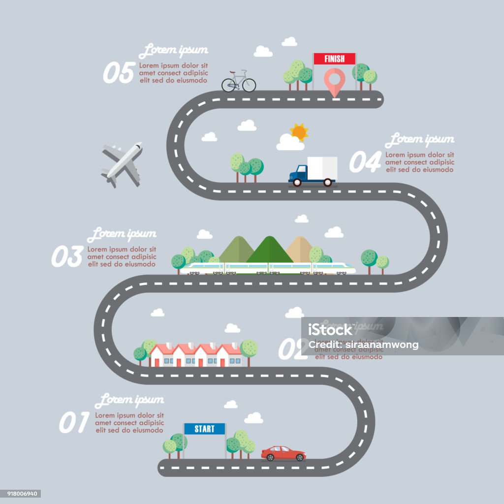 Mode of transportation with town road infographic Mode of transportation with town road infographic. Vector illustration Infographic stock vector