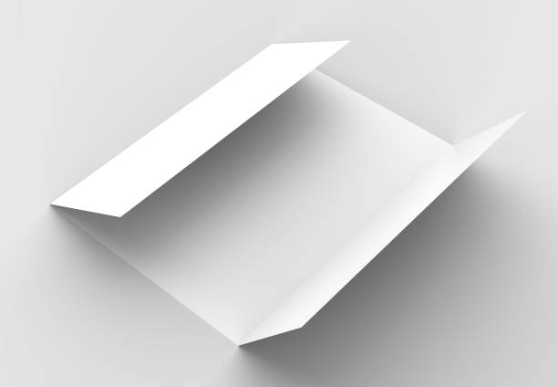 istock Double gate fold vertical brochure mock up isolated on soft gray background. 3D illustrating. 918007538
